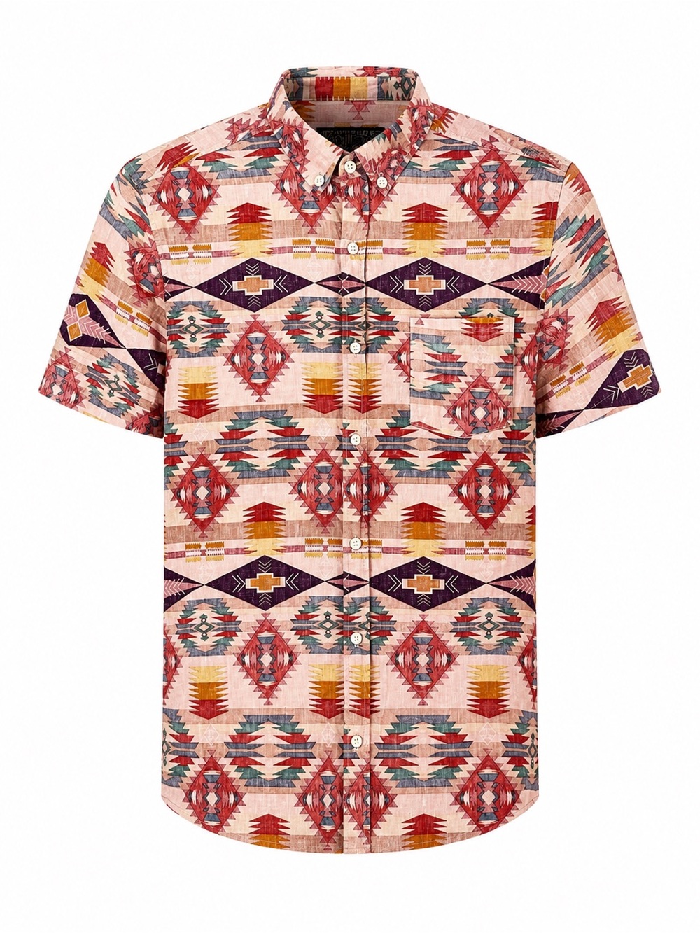 Brooklyn Cloth Southwestern Aztec Print Button-Up Shirt 100% Cotton Western L
